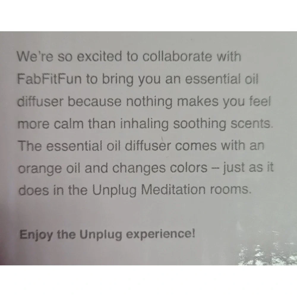 UNPLUG Meditation Ultrasonic Aromatherapy Diffuser Essential Oil Humidifier *NIB